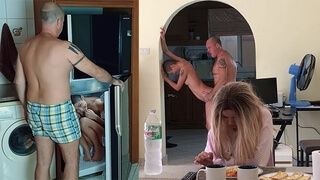 amateur naughty girl hid in the fridge and got ass fuck while mom watch tv